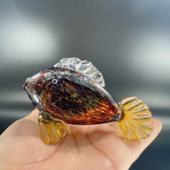 1992 Studio Art Glass Fish Hand Blown Artist Signed Thomas G Hand Made Vintage - Picture 16 of 16